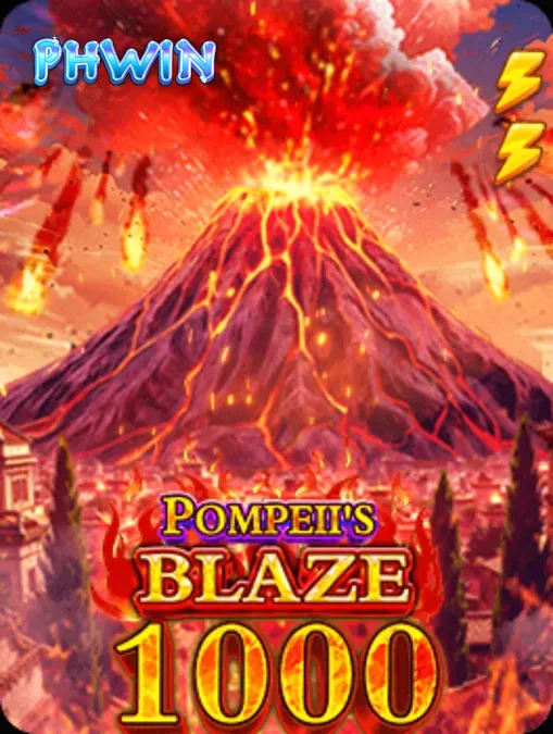 Pompeii’s Blaze 1000 slot machine interface na may temang bulkan